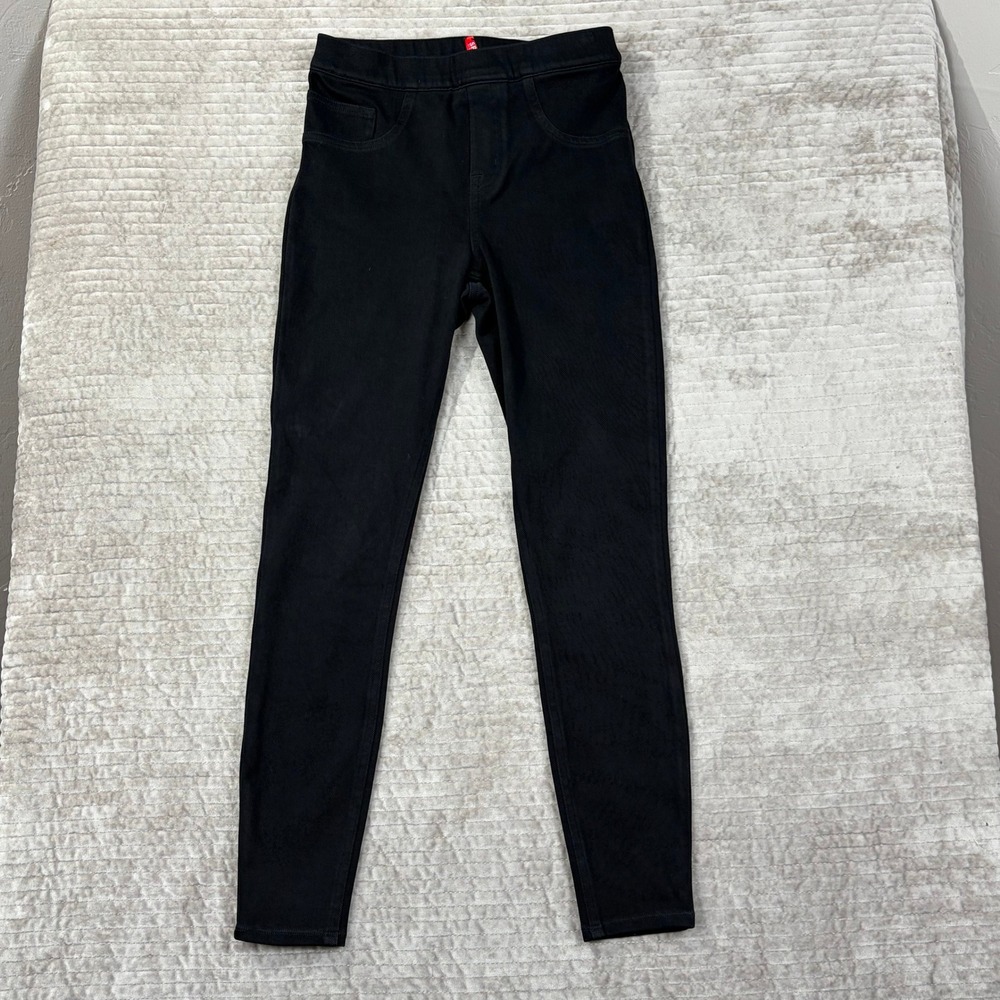 Spanx Jean-ish Ankle Leggings Black High Rise Pull On Denim Pants S Small